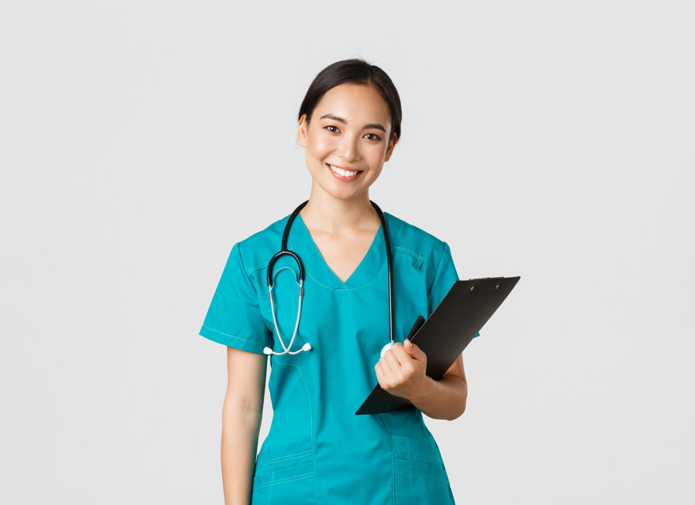 healthcare workers preventing virus quarantine campaign concept smiling asian female nurse doctor wiv2
